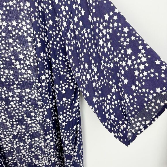 BLUE RAIN | Blue & White Star Print Strappt Kimono Patriotic Women’s Size Medium - Picture 4 of 7